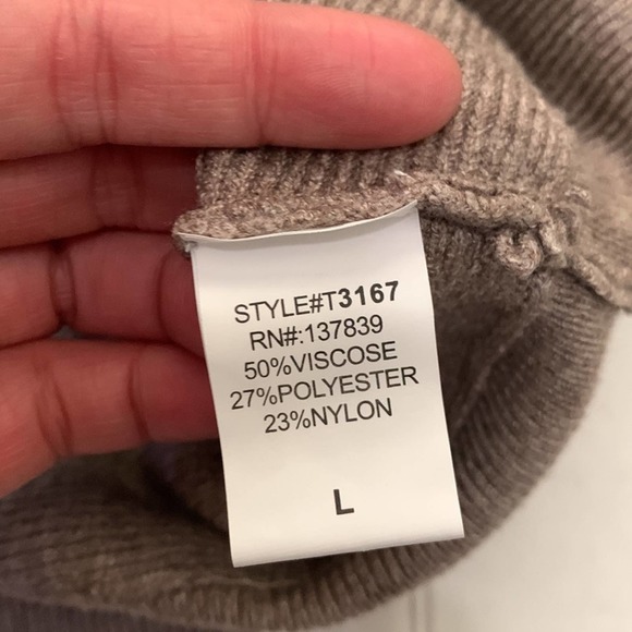 DREAMERS By Debut Off Shoulder Sweater. L. Tan/Brown - Picture 5 of 7